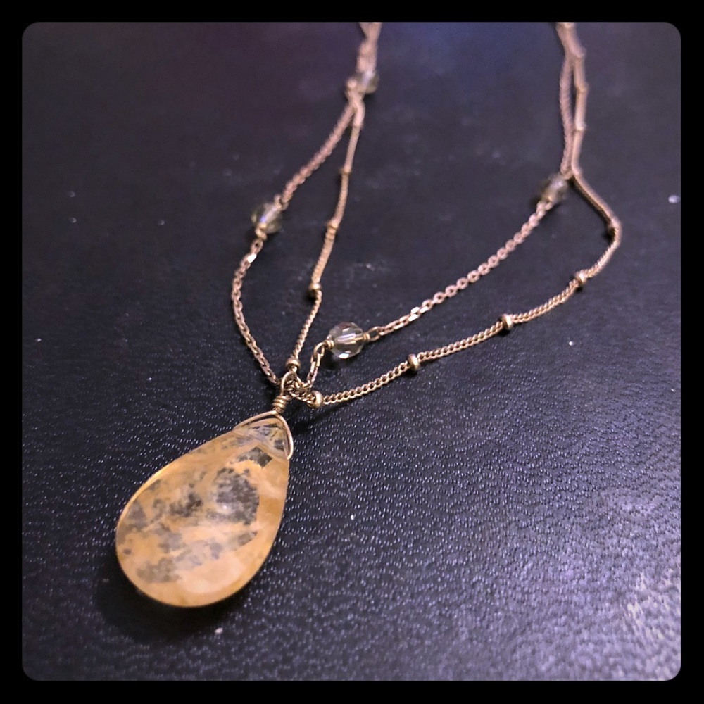 Vintage double strand citrine teardrop necklace